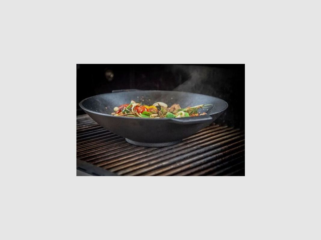 Grillfürst Gusseisen Wok mit 2 Griffen, Durchmesser 30cm