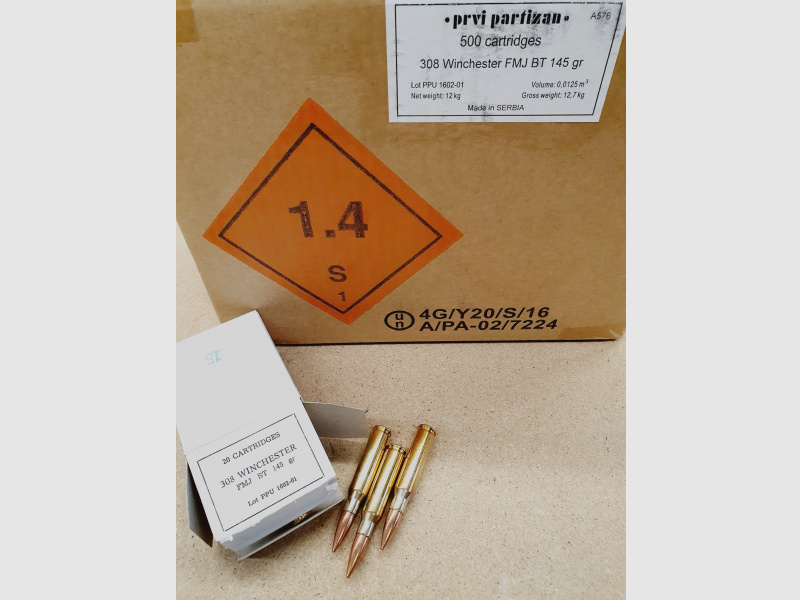 .308/145Win FMJBT Patronen PPU 500 Stk. Angebot !!