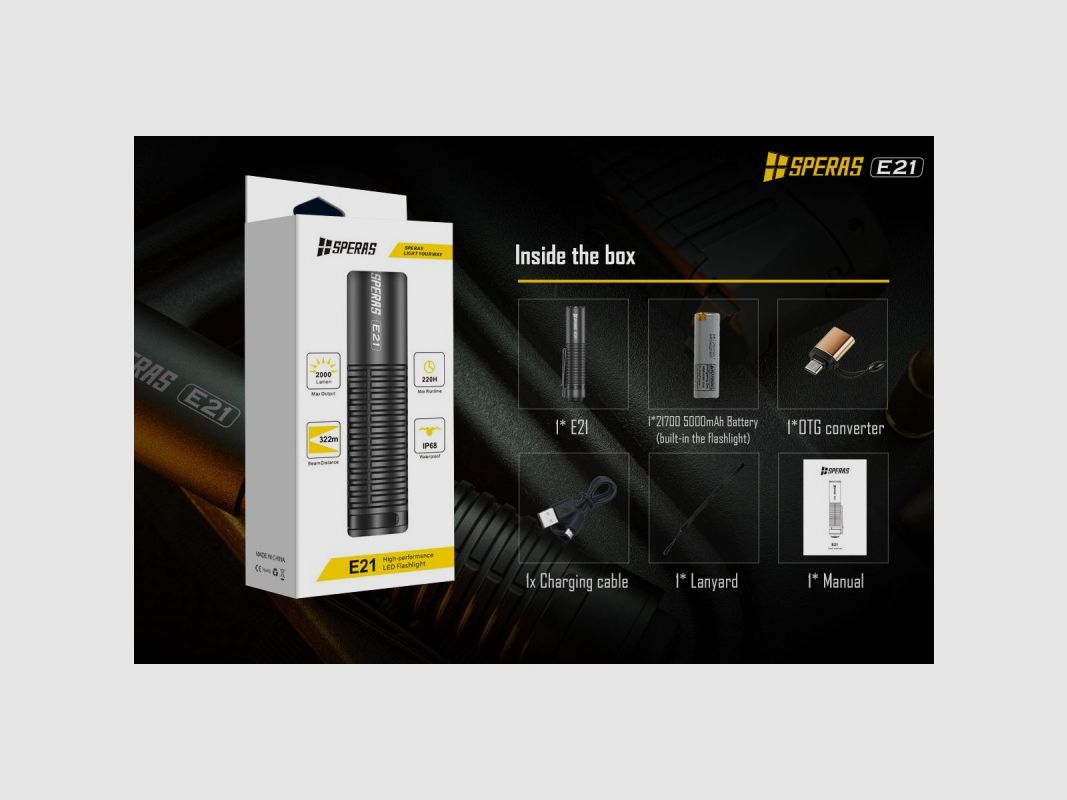 TORCHE LED 2000 LUMENS AVEC UN FAISCEAU DE LUMIÈRE JUSQU'À 320M, image 11 sur 11