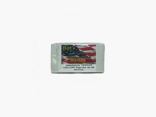 BART'S GESCHOSSE Kal. 6MM AVENGER BOAT TAIL 68GR 500ST.