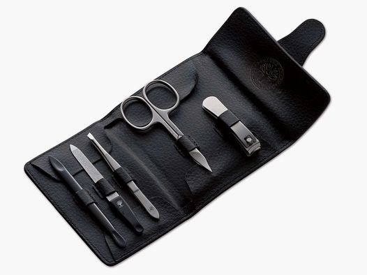Set de manicura clásico en estuche de cuero de vaca fino exclusivo - Regalo para caballeros