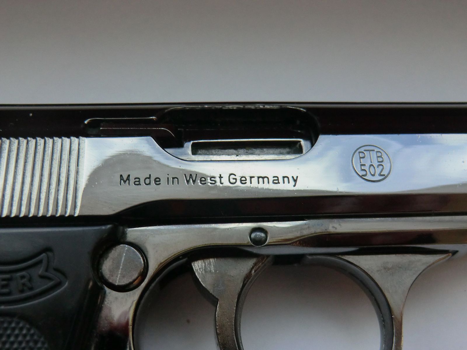Walther PPK PTB 502 8mm K -  SCHWARZ-CHROM - seltenes Sammlerstück in neuwertigen Zustand + 159 x  8mm Platzpatr.