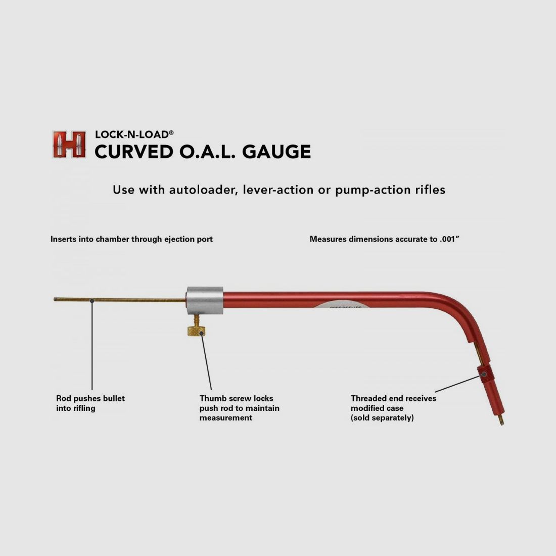 Hornady Lock-N-Load Overall Case Length Gauge CURVED HORN, immagine 2 di 2