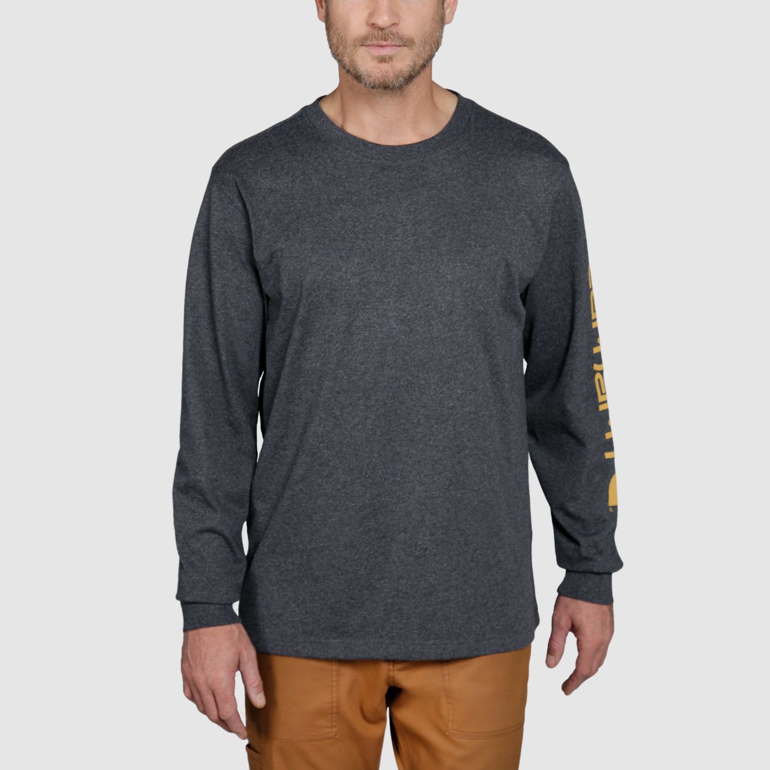 Carhartt Ärmel-Logo Langarm-T-Shirt, Herren, Carbon Heather, XL