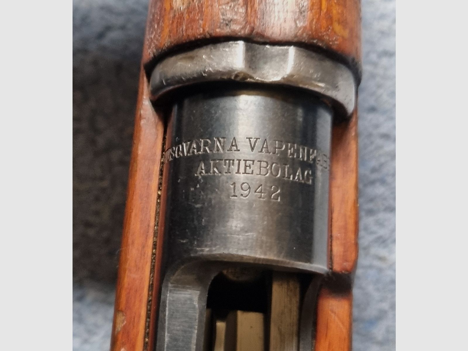 Schwedenmauser M96/38 Husqvarna Aktiebolag 1942 cargador único 6,5x55, ¡Raro!