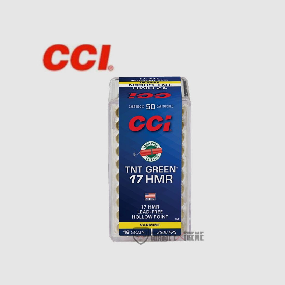 50 CCI TNT Green cartridges .17HMR 16Gr HP