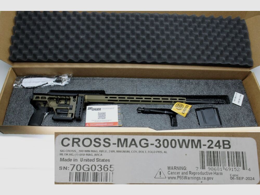 Rep. Büchse SIG Sauer Cross Coyote Magnum Neuwaffe aus geplatzem Kundenauft .300WinMag