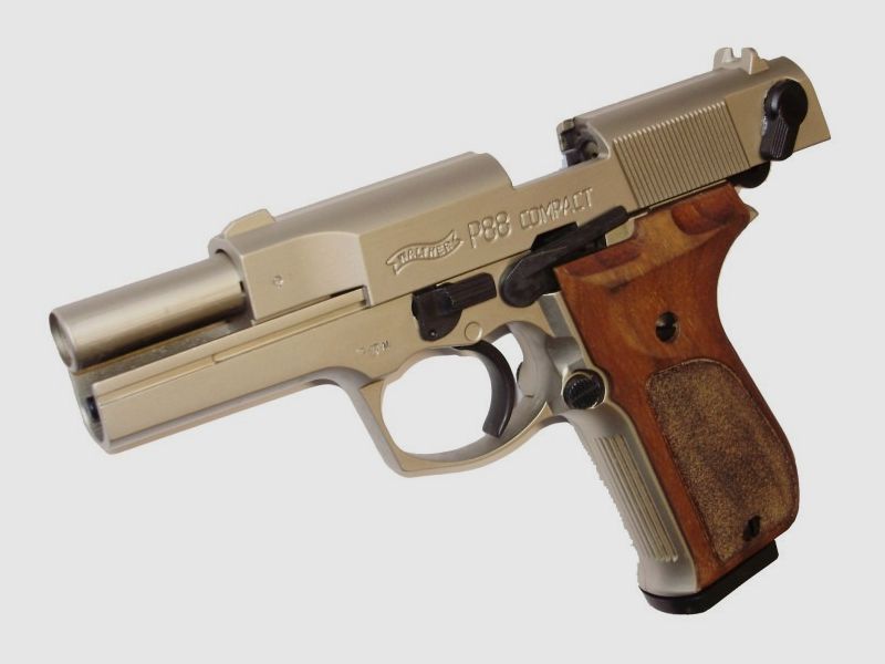 Walther p88 schreckschusspistole vernickelt mit Holzgriffschalen