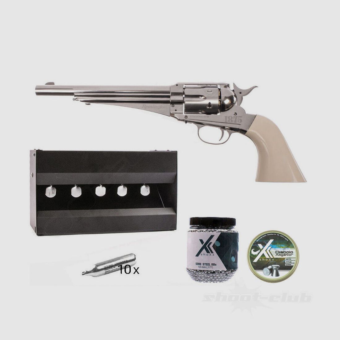 Crosman Remington 1875 Co2 Revolver 4.5mm Diabolo BB Plinking Set