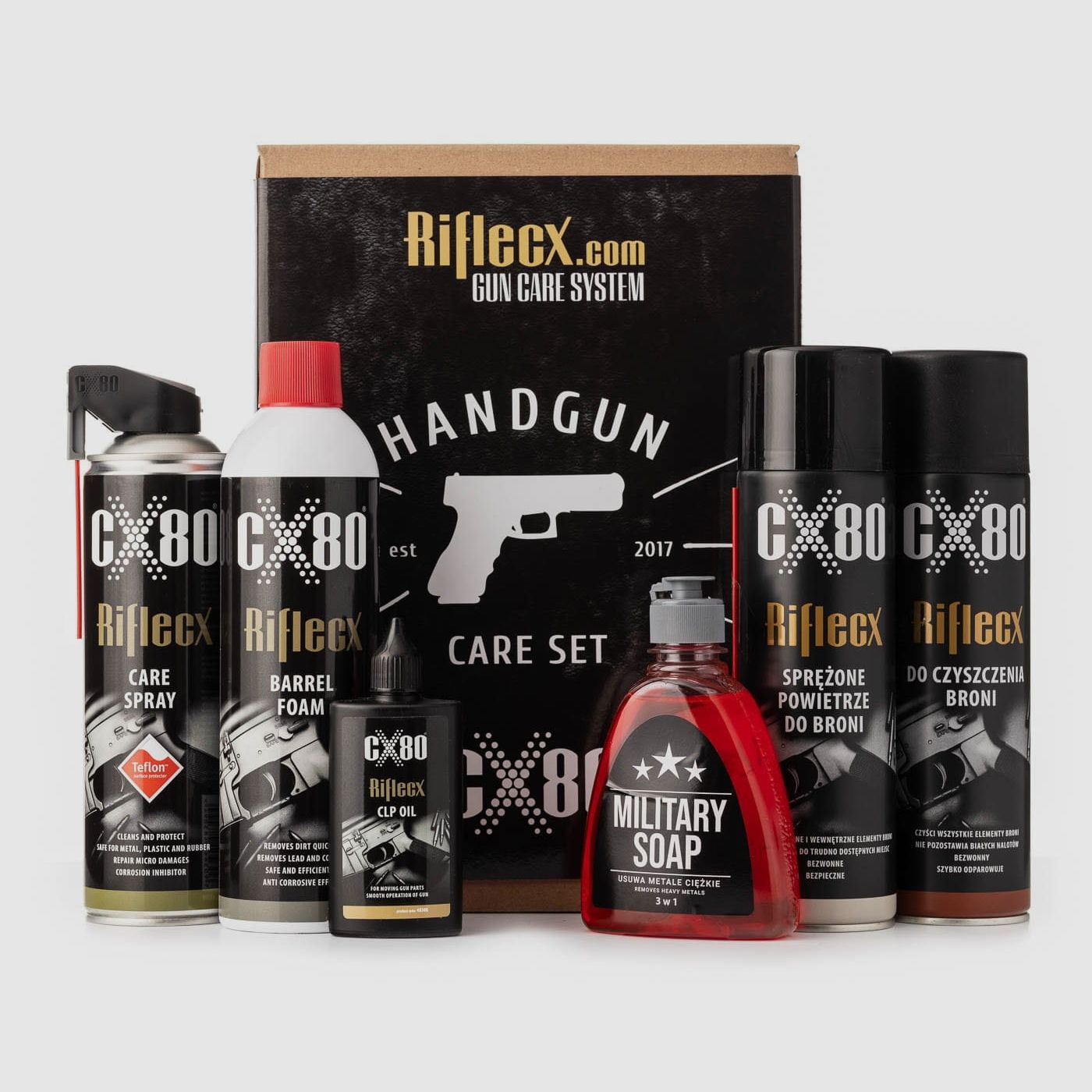 Kit de limpieza para armas cortas – Riflecx Handgun Set
