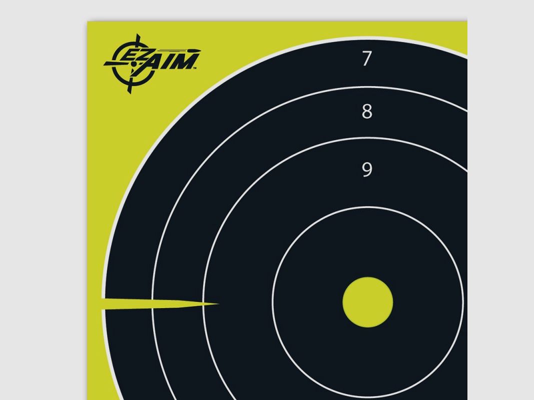 EZ AIM Splash Reactive papieren schietschijven Bullseye zwart / chartreuse, 25-pack, afbeelding 2 van 4
