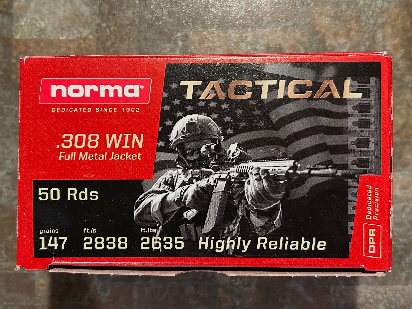 norma TACTICAL  .308 Win munitie Full Metal Jacket 147 grains 50 rds *NEU*