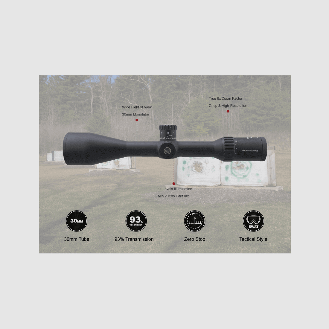 Vector Optics - Richtkijker Continental x8 3-24 SFP Zero Stop - 56 mm - Zwart - SCOL-T50, afbeelding 13 van 15