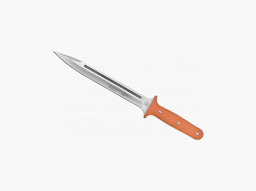 PUMA XP pig sticker 15 Abfangmesser Orange G10 mit Fischhaut Kydex Scheide