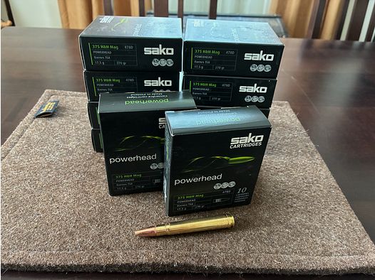 *Losgleich* 10 opakowań .375 H&H Mag. Sako Powerhead z pociskiem Barnes TSX (17,5 g / 270 gr)