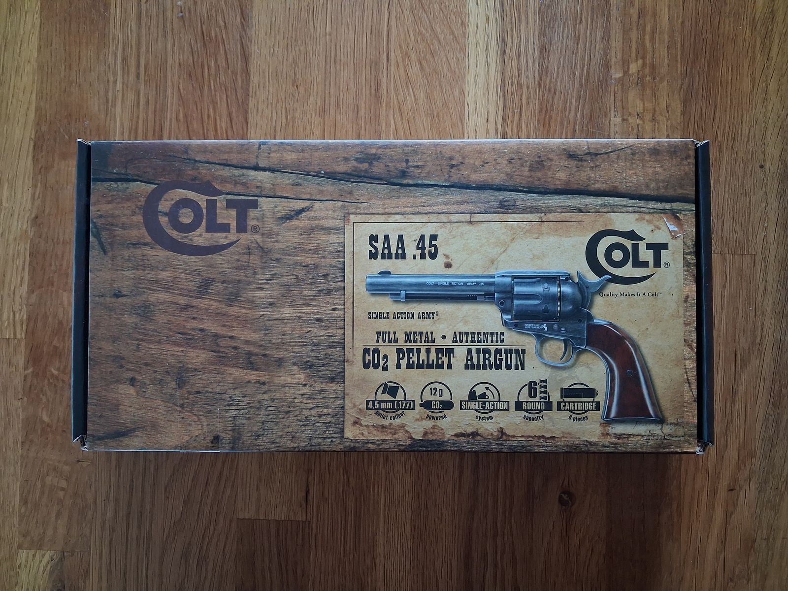 COLT Single Action Army .45 Peacemaker CO2-Revolver 4,5mm Diabolos, gezogener Lauf