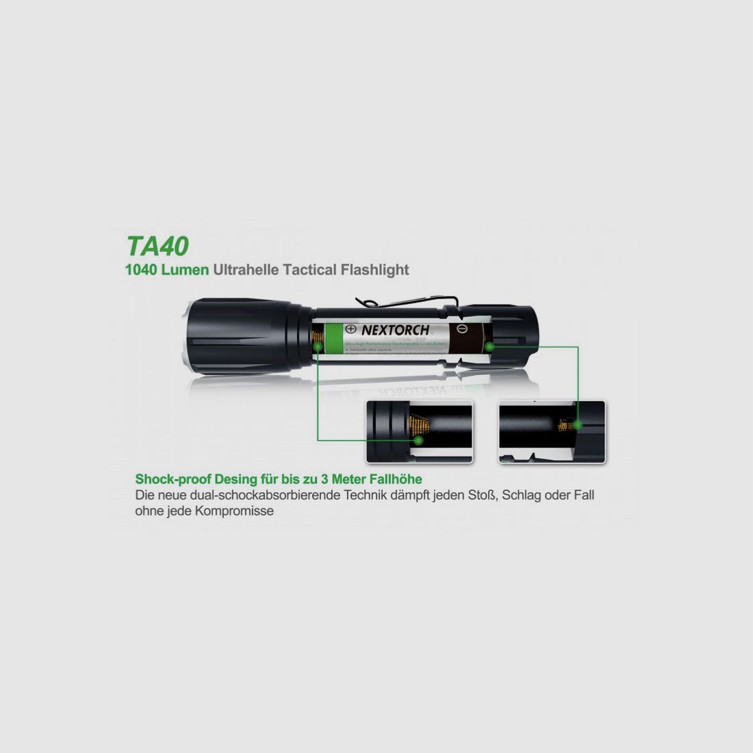 NEXTORCH Taktyczny zestaw TA40 1040 lumenów latarka LED z akcesoriami