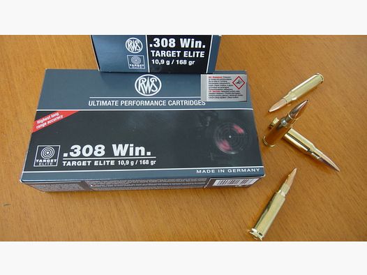 .RWS 20 cartridges RWS .308 Win.Target Elite 10.0g /154 grs.