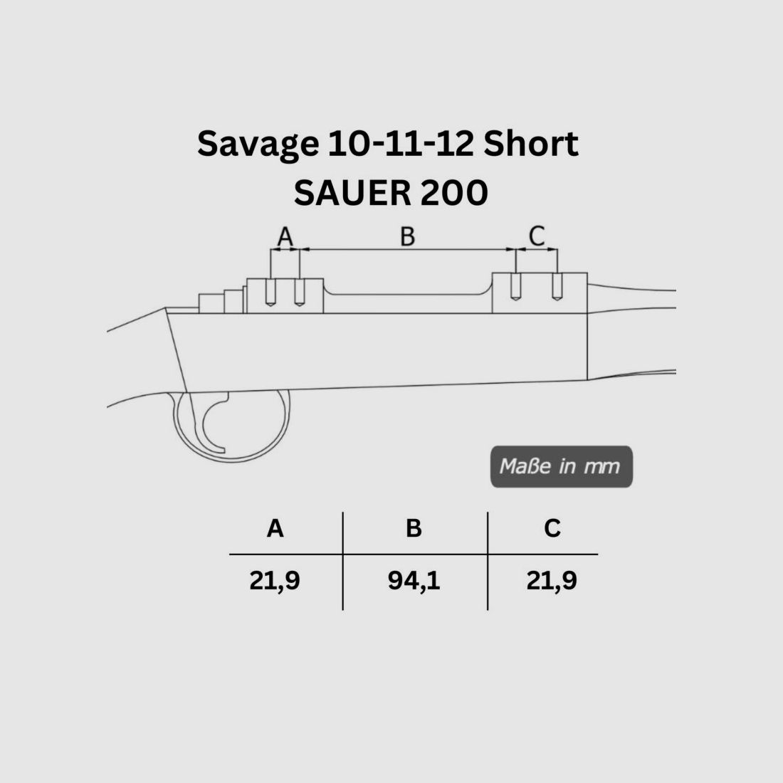 Rifle Doc Picatinny Weaver STAHL Schiene für SAUER 200 Extra Short