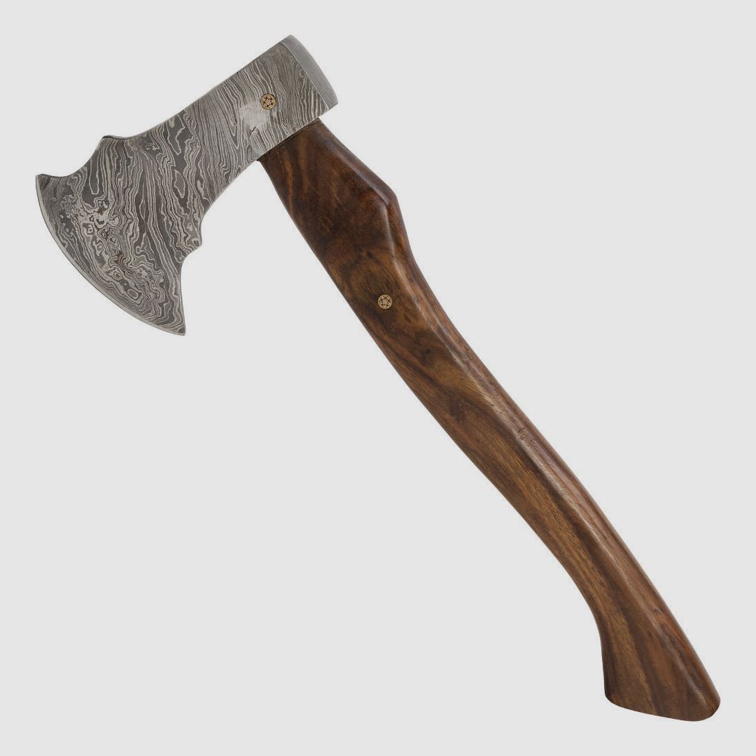 Axe made of Damascus steel with forged axe blade