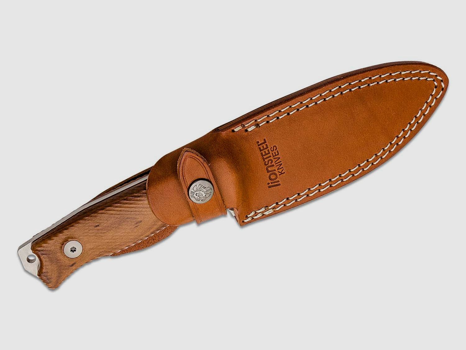 M5 Jagdmesser, Satin Sleipner Glatte Klinge, Santos Holzgriffe, Lederscheide | 97226