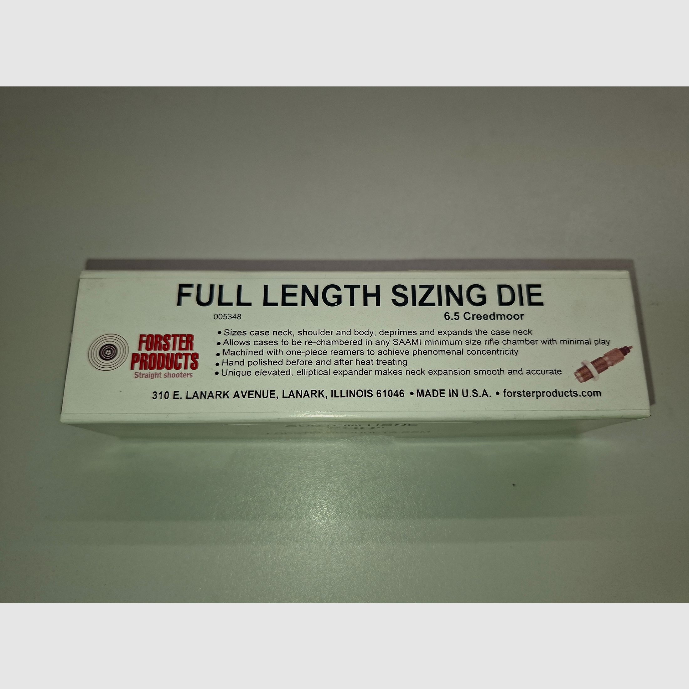 Forster Full Length Sizing Die full-length resizing die 6.5 Creedmoor with primer punch