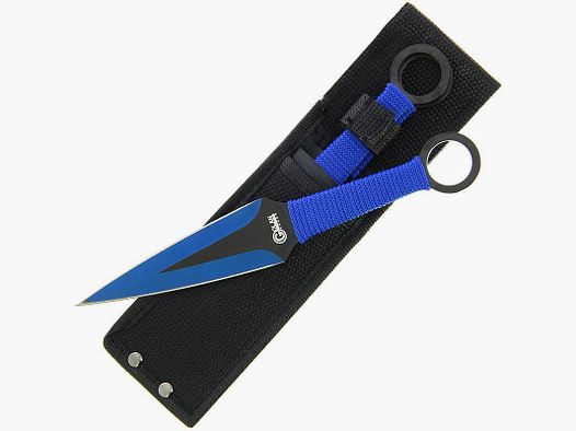 Set de couteaux de lancer Kunai 3 pièces bleu