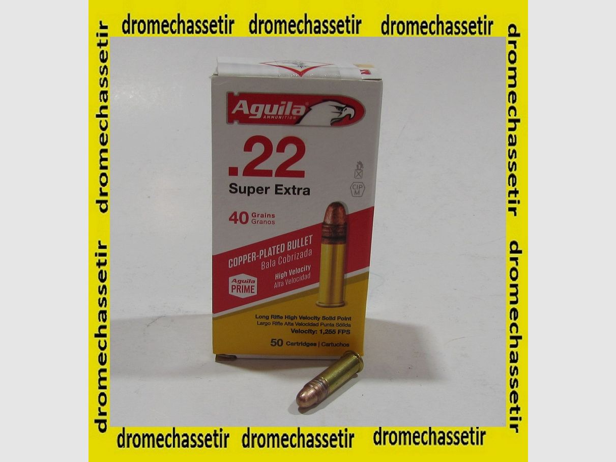 Boite 50 cartouches 22LR Aguila Super Extra 40 grains cuivré round nose