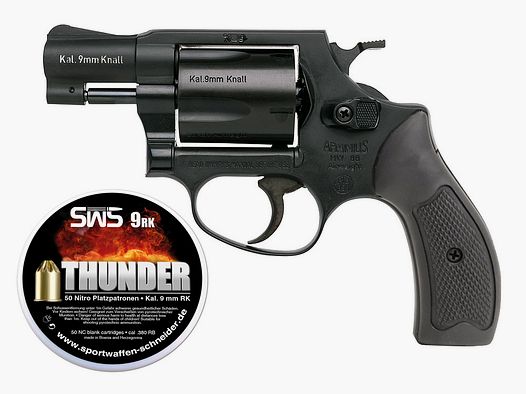 Schreckschuss Revolver Weihrauch Arminius HW 88 Super Airweight schwarz Kunststoffgriffschalen Kaliber 9 mm R.K. (P18) + 50 Schuss