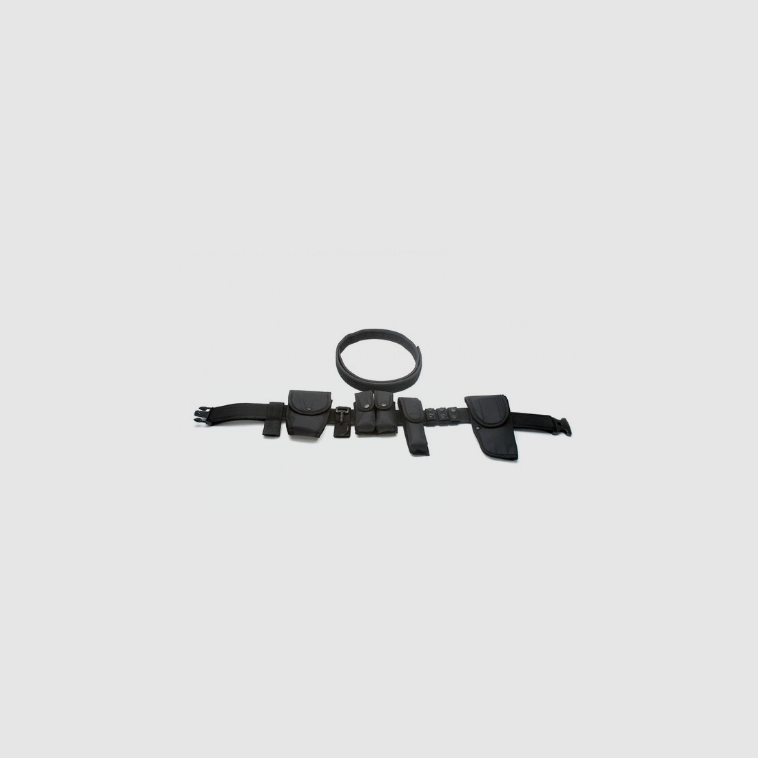 Tactical Koppel Set 11tlg. Schwarz - 2 Koppel Holster Schlagstockhalter Magazintasche f. Security