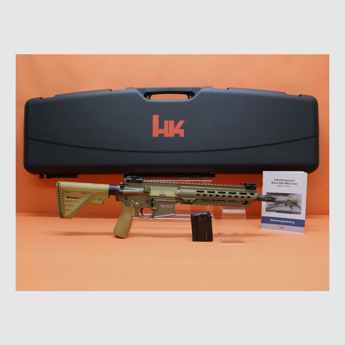 Heckler&Koch Ha.Büchse .223Rem Heckler&Koch/H&K MR223 A3 11" Lauf RAL8000 HKey, Gas-Piston-System AR-15/HK416