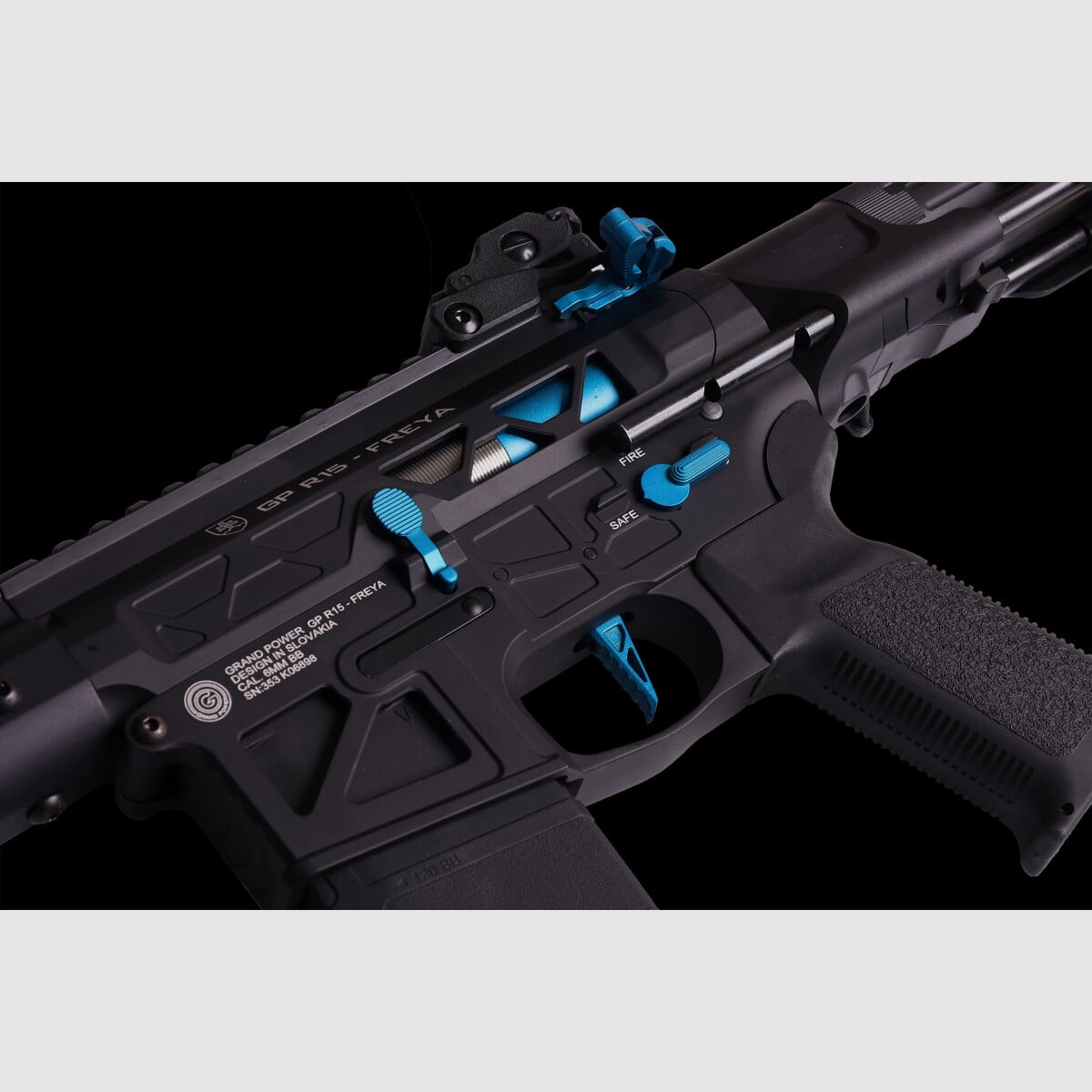 GP R15 FREYA ALPHA Full Skeleton PDW 13" gen.2 M-LOK Czarny/Niebieski S-AEG Wolny od 18 lat -F- | Delta Armory