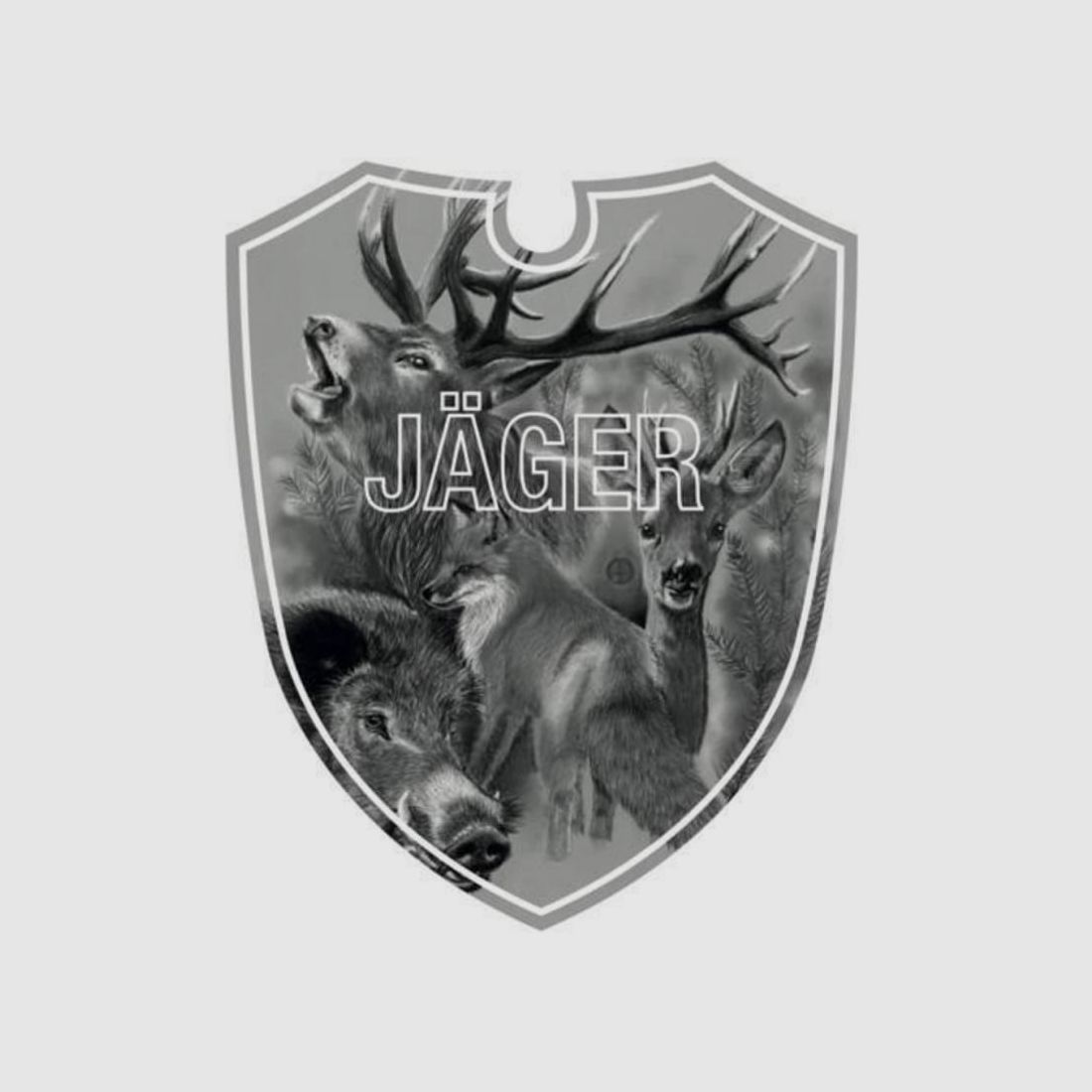 Dualoptik Autoschild Jäger monochrom