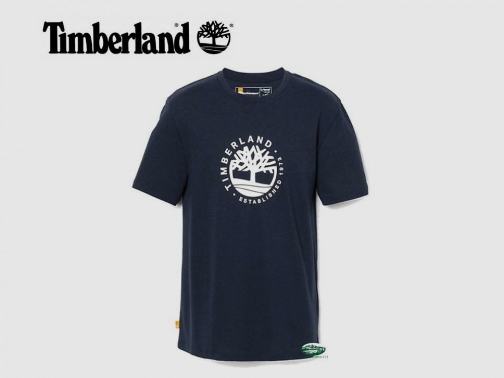 T-shirt TIMBERLAND bleu avec logo Refibra