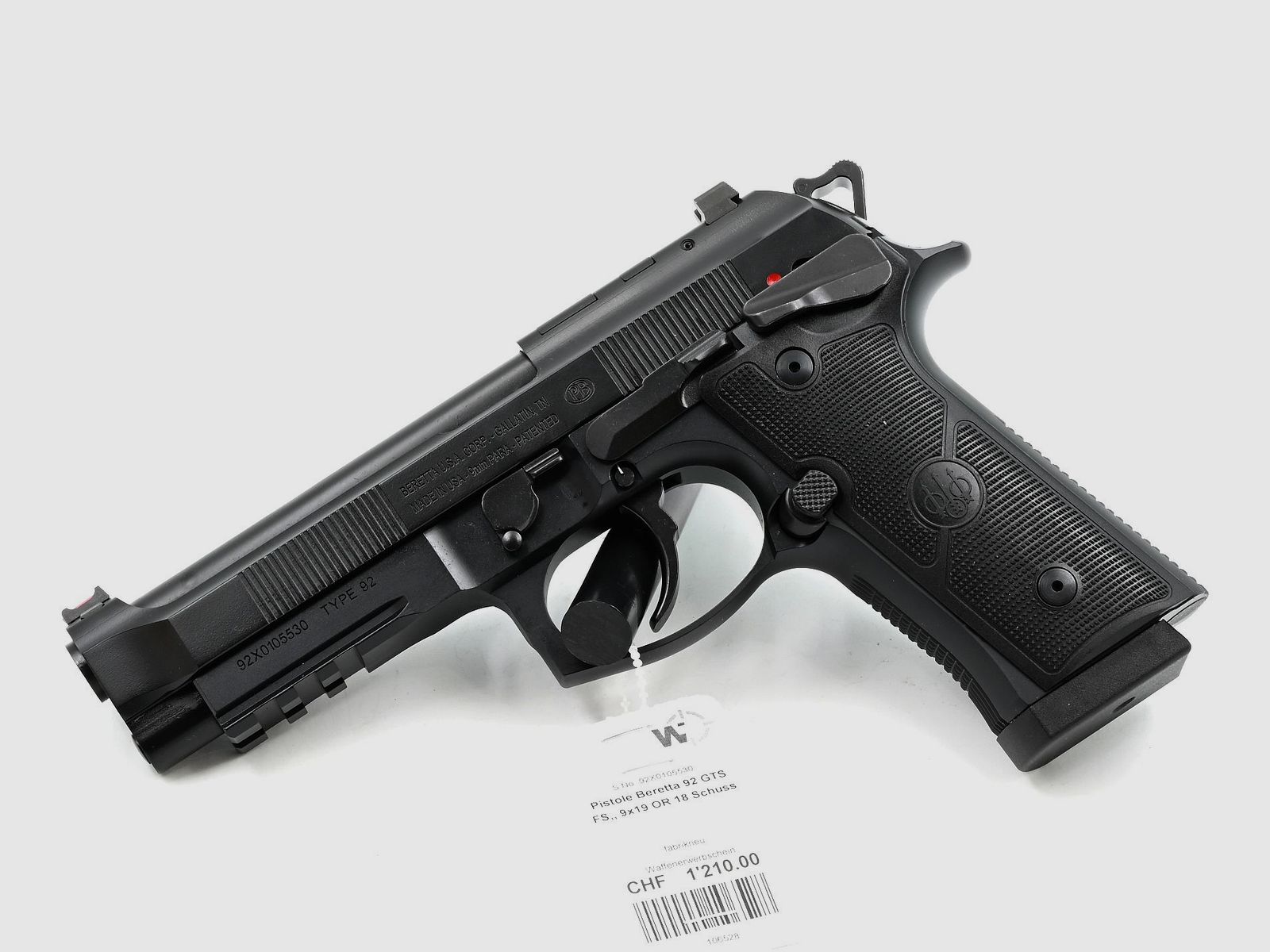 Pistole Beretta 92 GTS FS, Schwarz, 9×19, 18 Schuss, Optic Ready, Bild 1 von 2