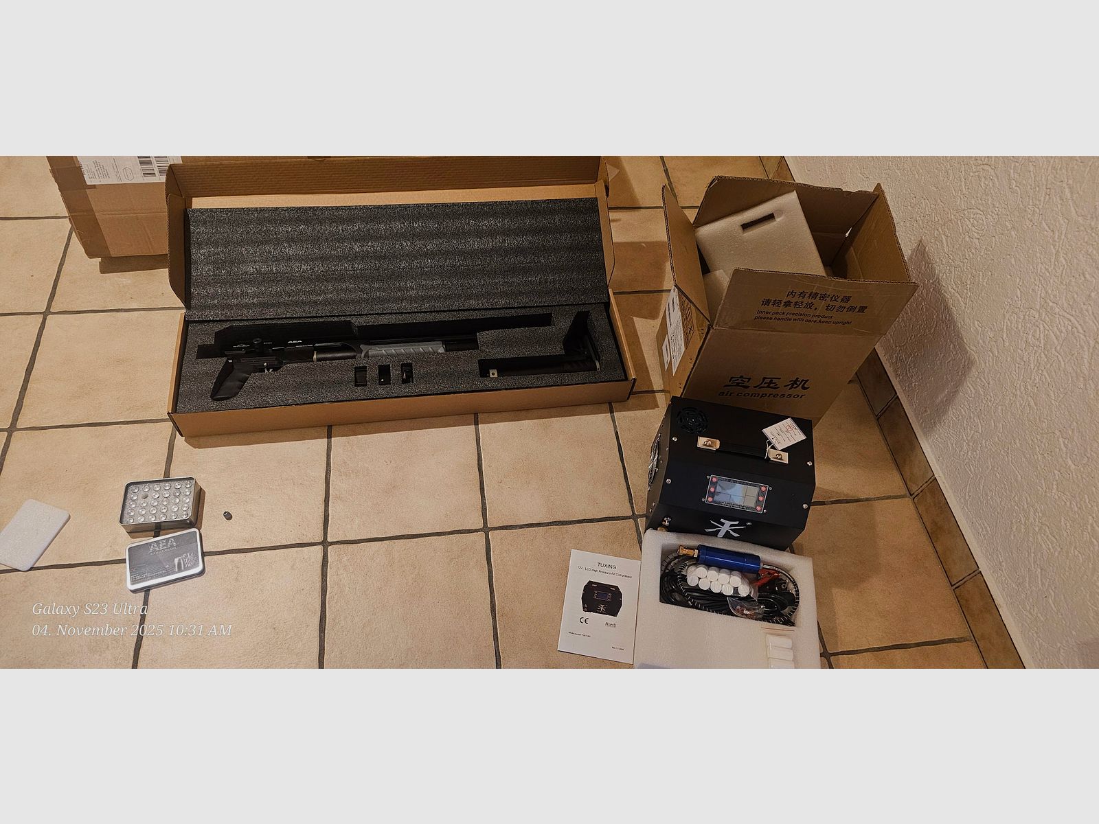 AEA Megalodon 50 caliber with Tuxing compressor and lead slugs