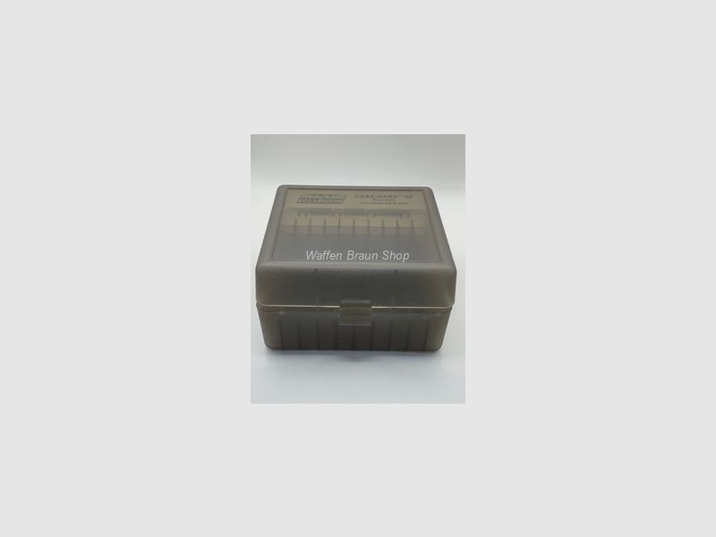 MTM Patronenbox mit Klappdeckel 100RDS Transparent/ Grau f. Kaliber .22-250/.308/243/.220