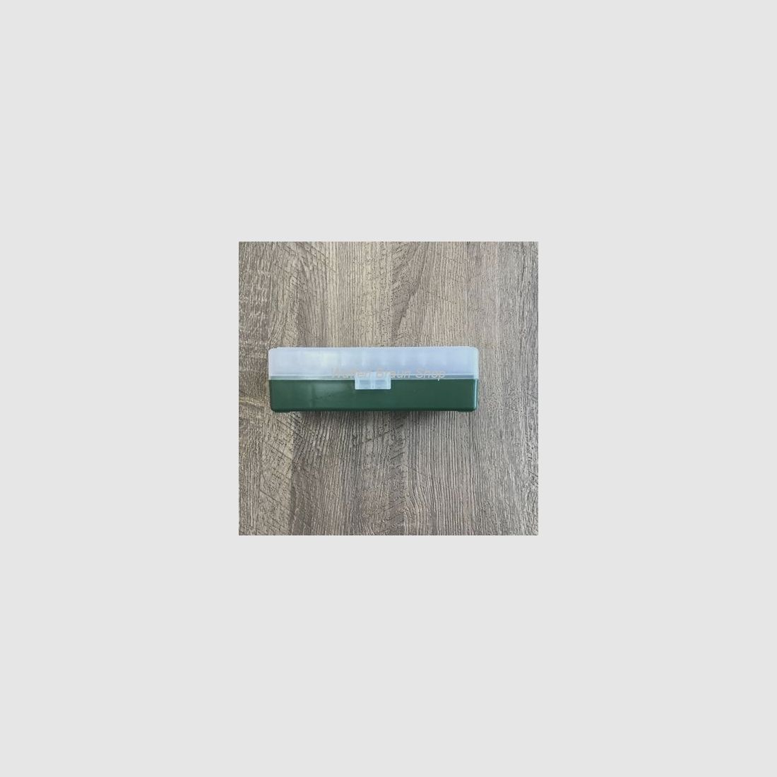Fritzmann Munitionsbox für 50 Patronen .45 ACP mit Scharniere Grün/Klar