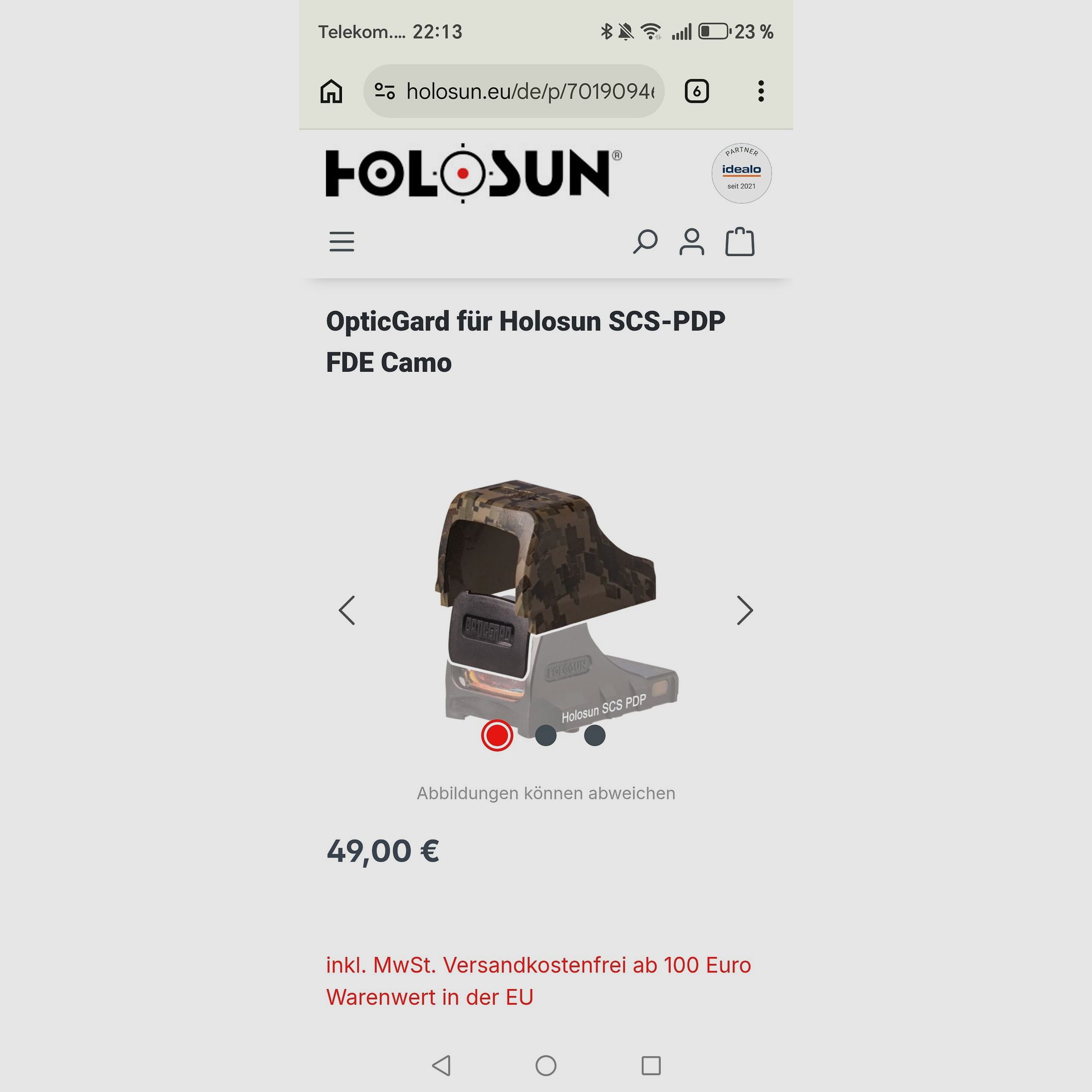 Holosun SCS-MOS-GR Offenes Reflexvisier + wechselbarem 2MOA Punkt, 32MOA Kreis Absehen Solarzelle,…