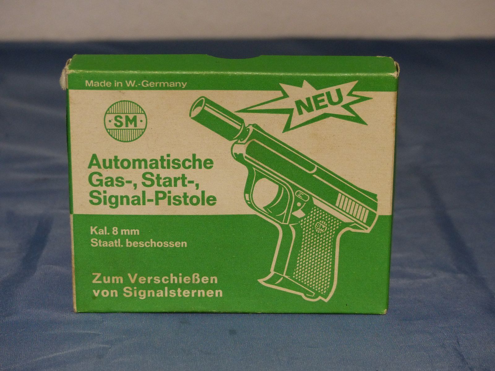 Schreckschuss Gas Pistole Rhöner SM Mod. 15 Cal. 8 mm Knall PTB 83 aus 1975 OVP vintage