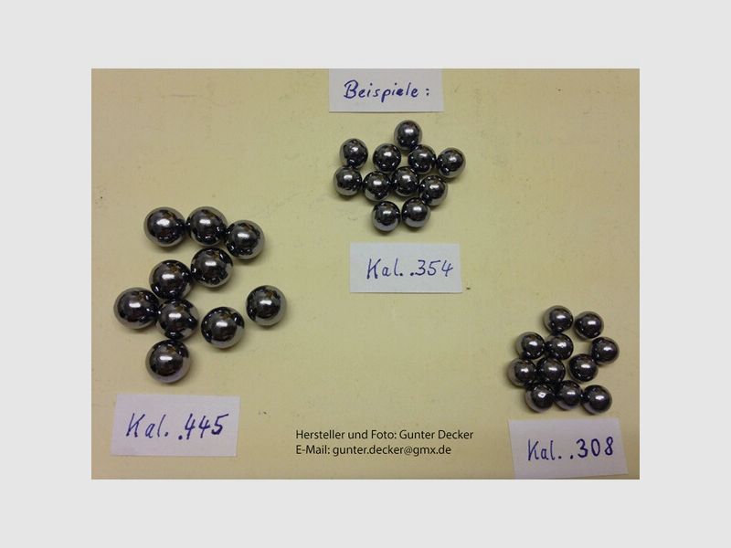 Rundkugeln Kaliber .437 11,10mm, .440 11,18mm, .445 11,30mm, .448 11,38mm für Vorderlader Kal. .45