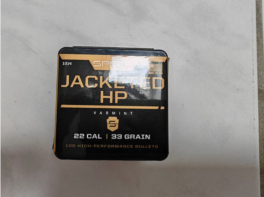 100 x Speer Geschoss / Slug | .22 / .224 Hornet |33 Grain |  Jacketed Hollow Point / Hohlspitz | NEU 