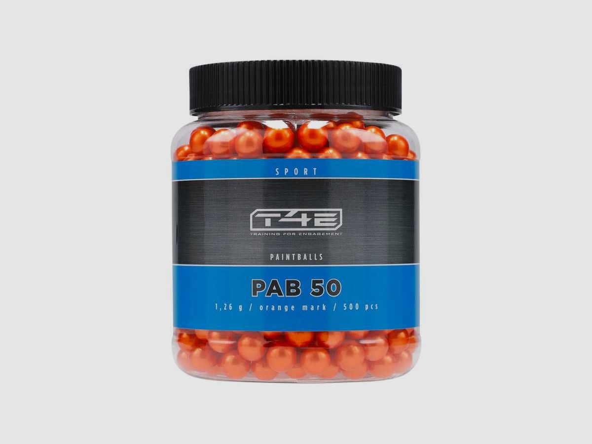 BOLLE PAINTBALL BIO ARANCIONE CAL 50 SPORT PAB 50 X500 T4E, immagine 1 di 3