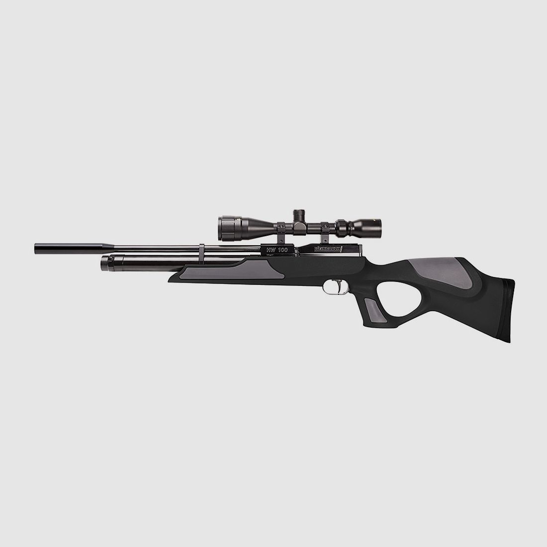 Pressluftgewehr Weihrauch HW 100 T Special Edition Black schwarzer Synthetik-Lochschaft Kompensator Kaliber 4,5 mm (P18)