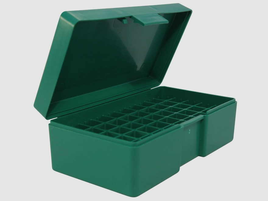 Caja de municiones RCBS / caja de 50 cartuchos con tapa abatible pistola grande