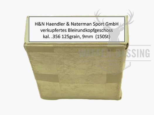 H&N Haendler und Naterman Sport GmbH koper-geplateerde lood ronde neus kogel, kal. .356, 125 gr, HS