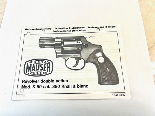 Revolver Mauser K50 gebruiksaanwijzing - origineel