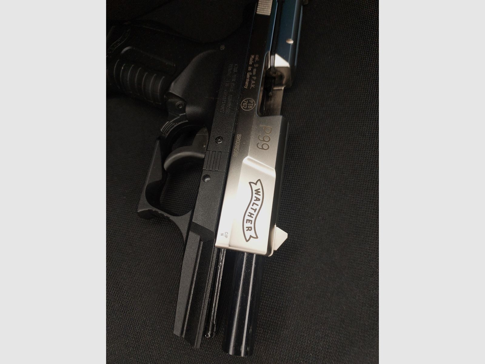 Walther P99 Schreckschuss Pistole 9mm P.A.K. bicolor Nickel (PTB 762) P 99