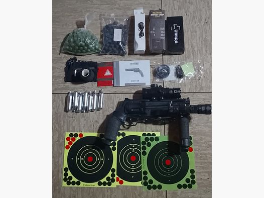 T4E HDR .68 frontgrip Taschenlampe Visier tactical Knife Rubberballs c02 Kapseln usw neuwertig hdr68 Markierer RAM F