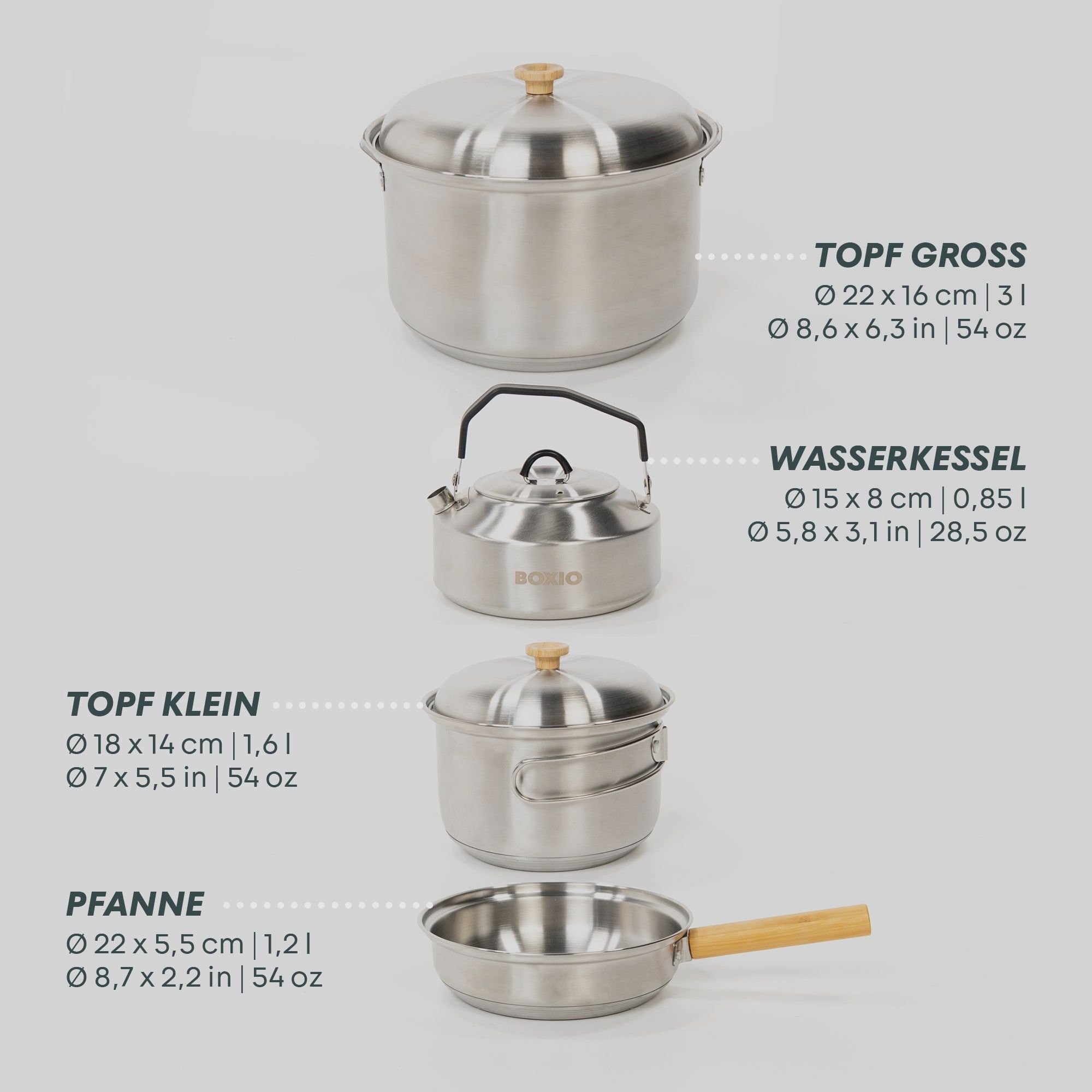 Mobiler Gaskocher mit Topfset I BOXIO COOK PLUS